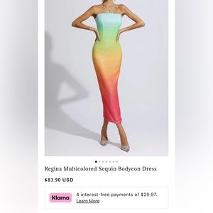 Rainbow sequins maxi dress M stretch fit